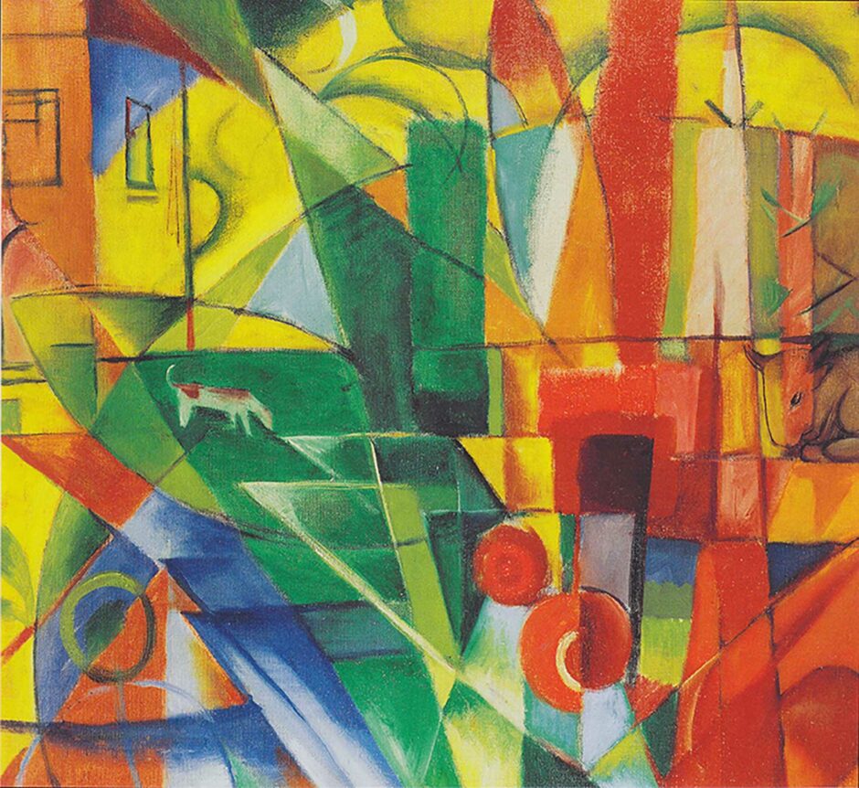 Franz Marc - Paesaggio con casa cane e Rind