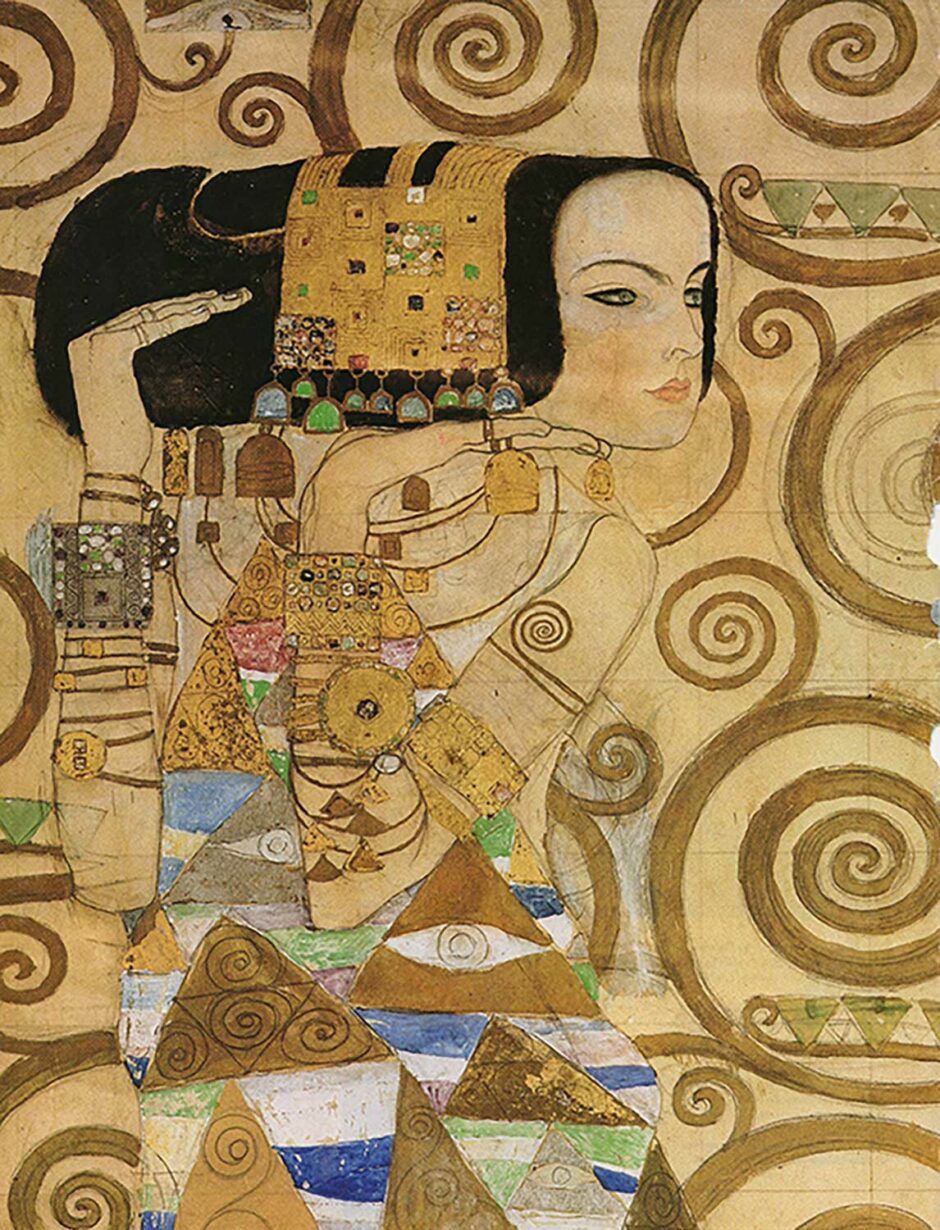 Gustav Klimt - Lattesa particolare de Lalbero della vita