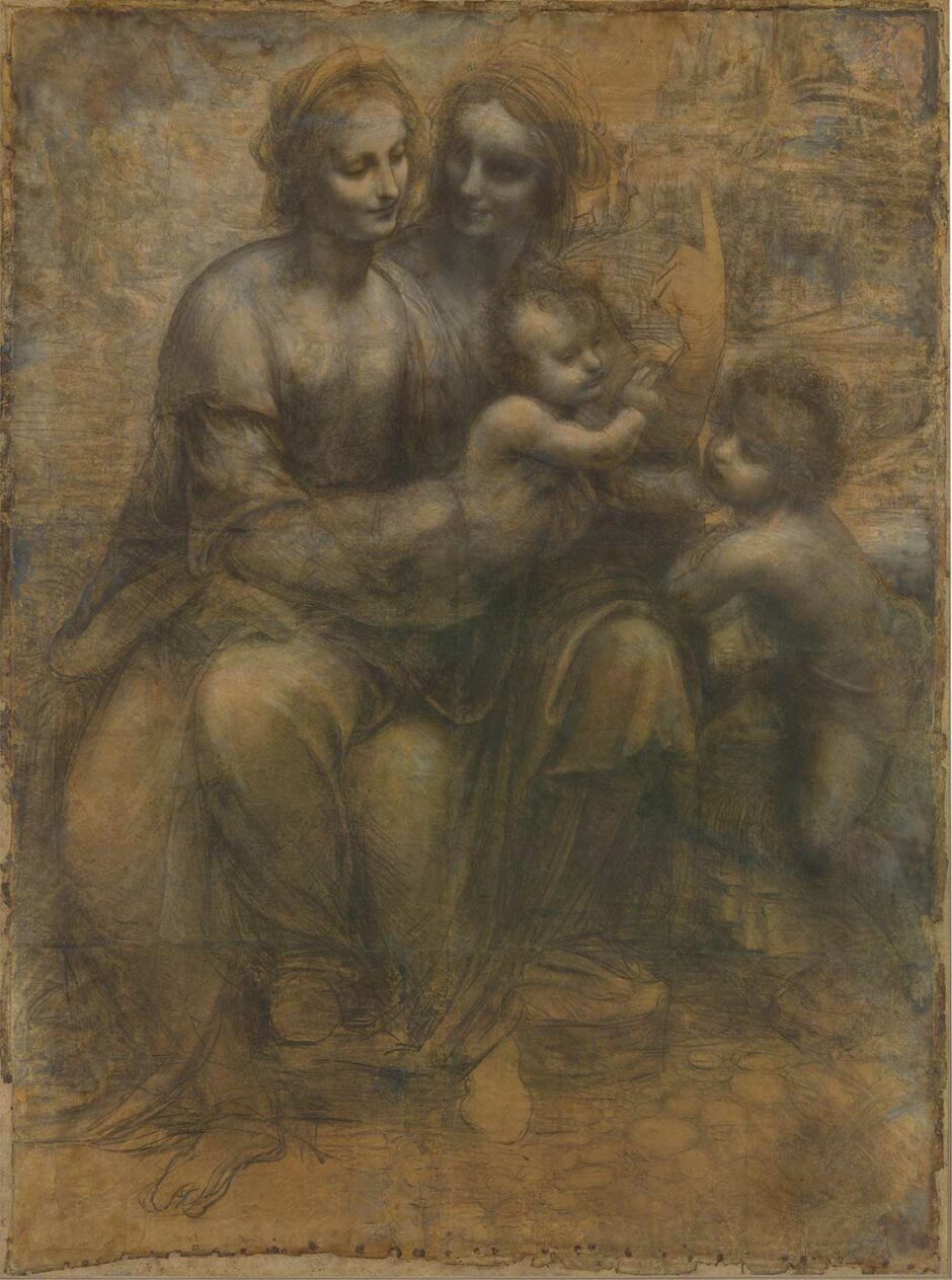 Leonardo da Vinci - Vergine con Bambino SantAnna e S Giovannino cartone preparatorio