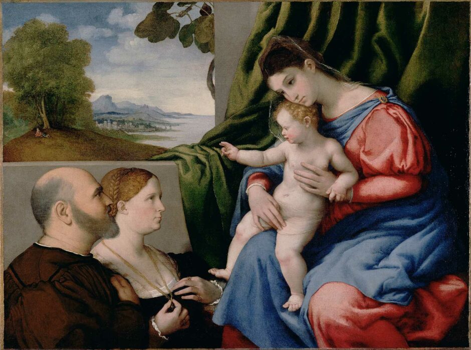 Lorenzo Lotto - Madonna col bambino e due donatori