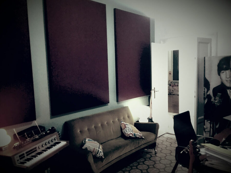 Pannelli fonoassorbenti AkuPan in studio di produzione musicale