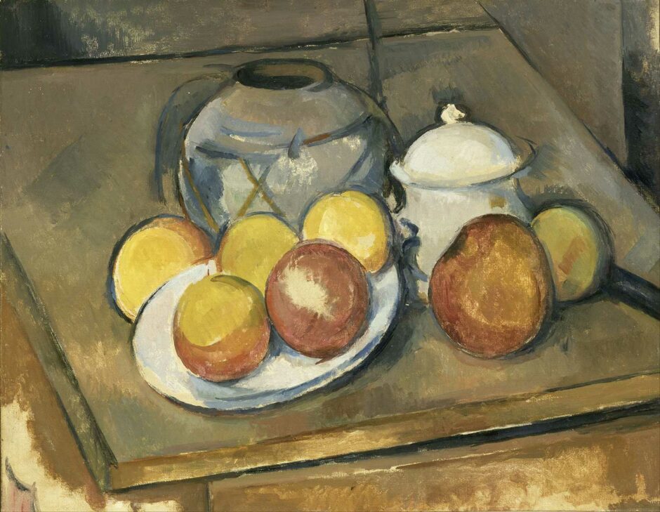 Paul Cezanne - Vaso zuccheriera e mele