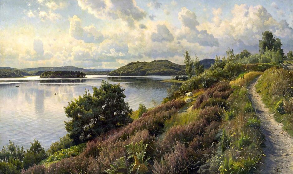 Peder Monsted - Una vista di Borreso da Himmelbjerget