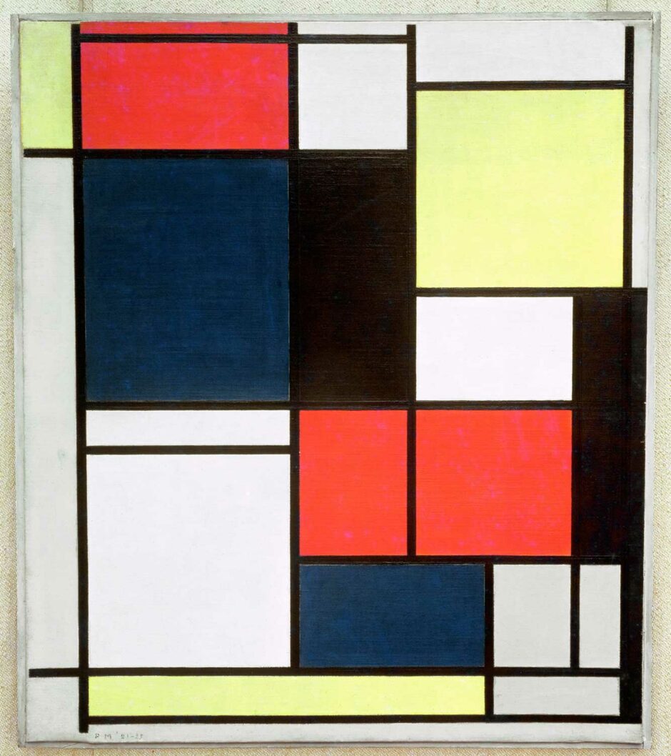 Piet Mondrian - Tavola 2 in rosso blu giallo nero e grigio