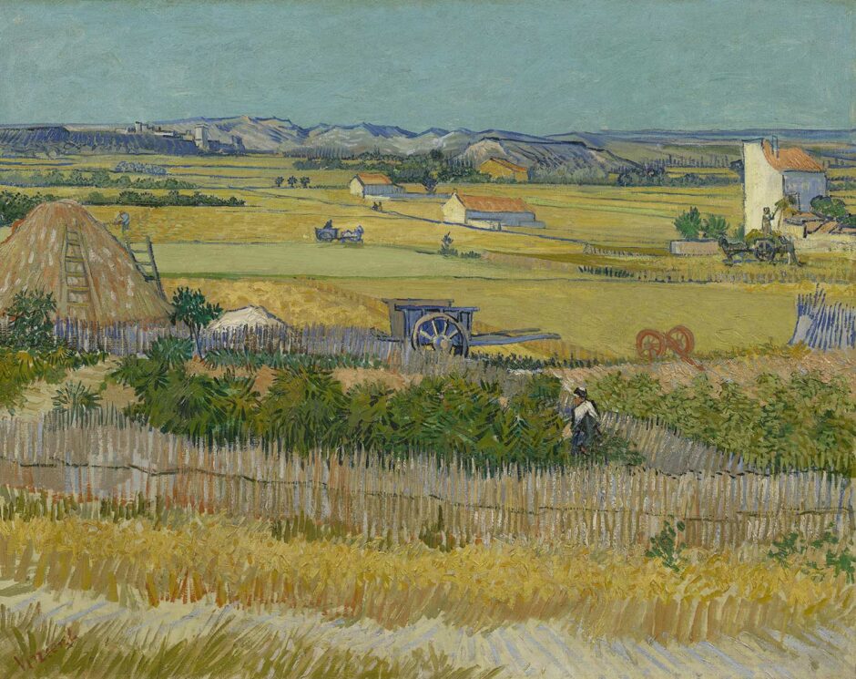 Vincent van Gogh - Raccolto a La Crau con Montmajour sullo sfondo Obrazy