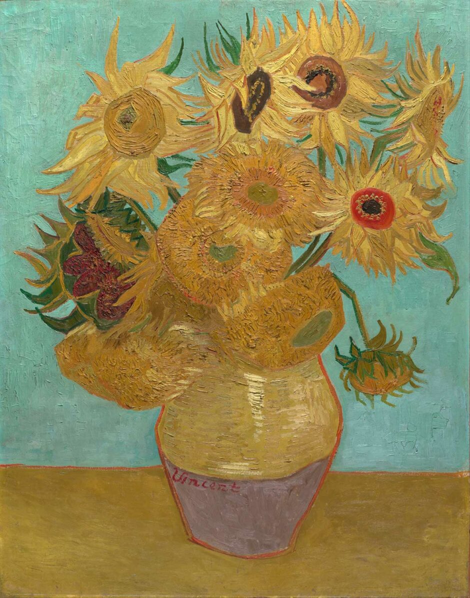 Vincent van Gogh - Vaso di girasoli turchese