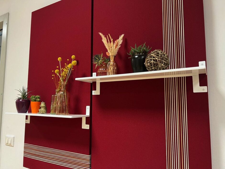 Acustica decorativa, mensola portaoggetti AkuShelf